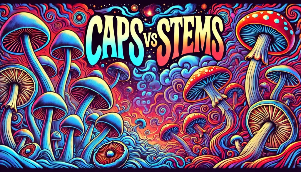 Magic mushrooms caps vs stems - what's the difference?